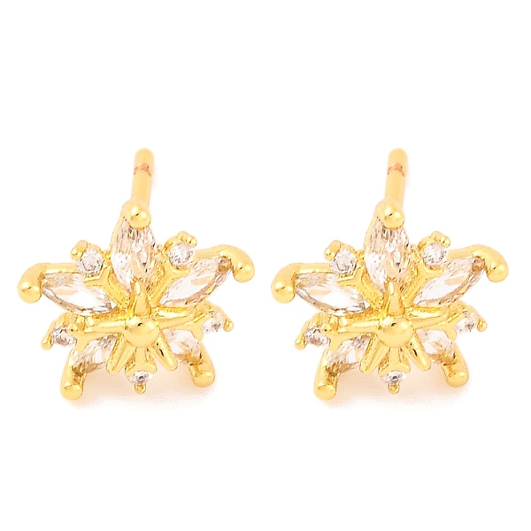 Boucles d'oreilles en laiton avec micro pavé de zircone cubique transparente pour femmes