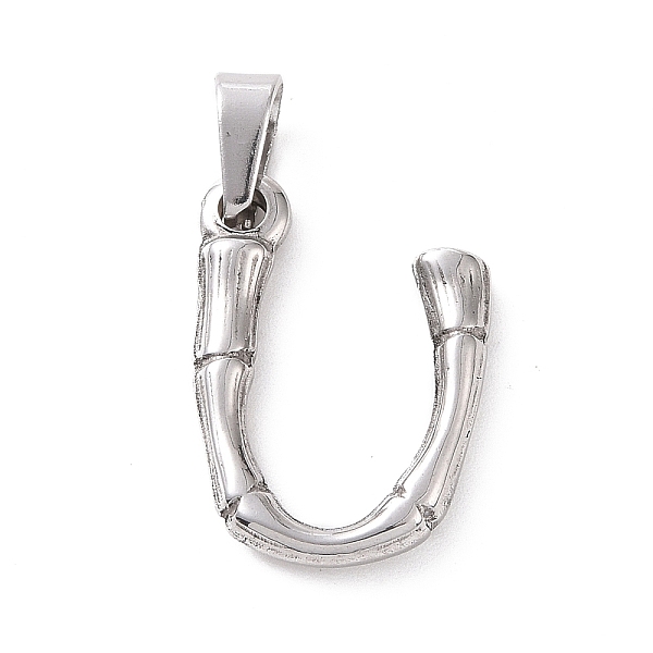 

PandaHall 304 Stainless Steel Pendants, Bamboo Style, Stainless Steel Color, Letter.U, 19x13x3mm, Hole: 3x7mm 304 Stainless Steel Letter U