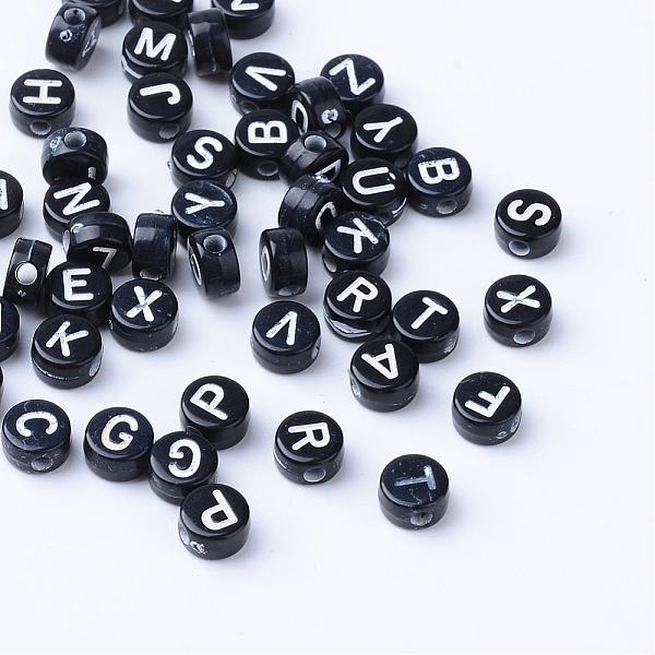 

PandaHall Craft Acrylic Horizontal Hole Letter Beads, Flat Round, White, Mixed, 6~7x3.5~4mm, Hole: 2mm, about 3600pcs/500g Acrylic Letter...