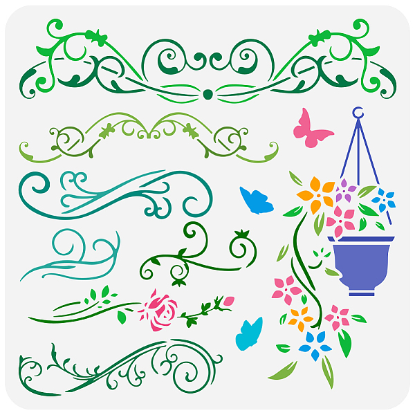 

PandaHall PET Hollow Out Drawing Painting Stencils, for DIY Scrapbook, Photo Album, Vine, 30x30cm Plastic Others
