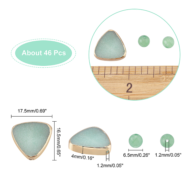 

PandaHall 2 Strands About 46 Pcs Natural Green Aventurine Beads, Triangle and Round Shape Gemstone Beads Energy Healing Stone Beads with...