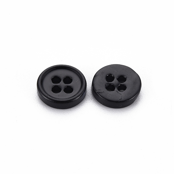 

PandaHall 4-Hole Shell Buttons, Flat Round, Black, 9x2mm, Hole: 1.4mm Shell Flat Round Black