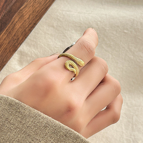

PandaHall Stainless Steel Open Cuff Finger Rings Stainless Steel Snake