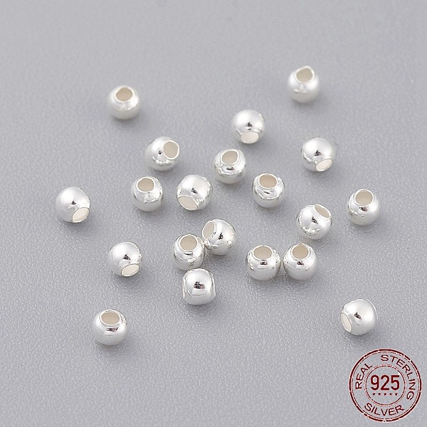 

PandaHall Sterling Silver Spacer Beads, Seamless Round, Silver, 2mm, Hole: 0.7~1mm Sterling Silver Round