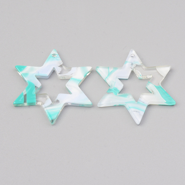 

PandaHall Acrylic Pendants, Star, Turquoise, 34x30x2.5mm, Hole: 1.5mm Acrylic Star Green