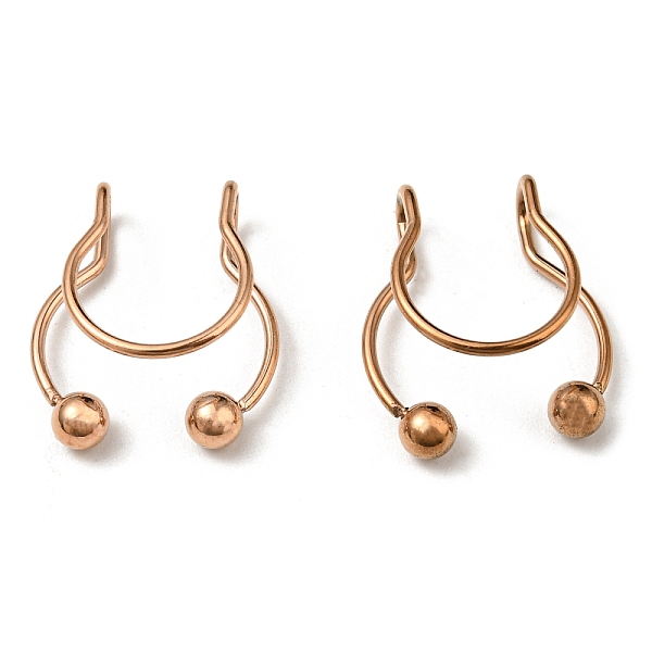 

PandaHall 304 Stainless Steel Clip on Nose Rings, Wire Wrap No Piercing Nose Rings, Rose Gold, 15x13x4.5mm 304 Stainless Steel Others