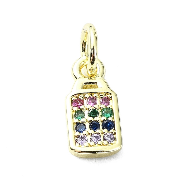 

PandaHall Brass Micro Pave Cubic Zirconia Pendants, with Jump Ring, Real 18K Gold Plated, Padlock Charm, Colorful, 10.5x5x1.5mm, Hole: 3mm..., Multicolor