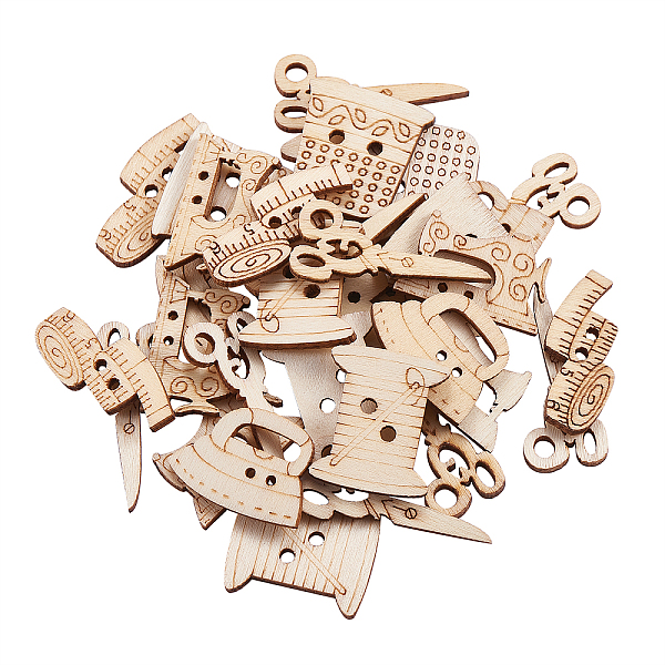 

PandaHall Unfinished Wood Piece Decorations, DIY Craft Supplies, Hollow out Mixed Shape, Antique White, 1.8~3.9x1.6~2.9x0.25cm, Hole: 2~3mm...