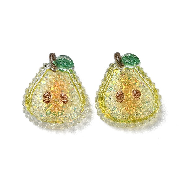 

PandaHall Fruit Transparent Epoxy Resin Decoden Cabochons, with Paillettes, Pear, 21.5x18x6.5mm Epoxy Resin Pear