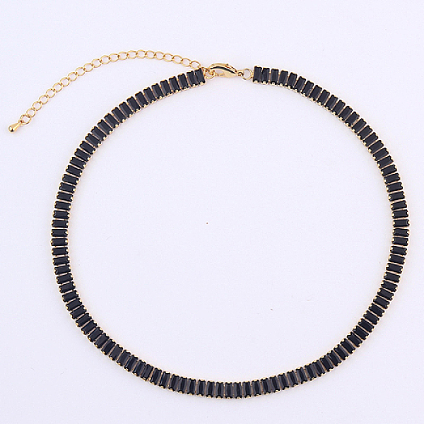 

PandaHall Cubic Zirconia Classic Tennis Necklace, Golden Brass Rectangle Link Chain Necklaces, Black, 12.99 inch(33cm) Cubic Zirconia Black