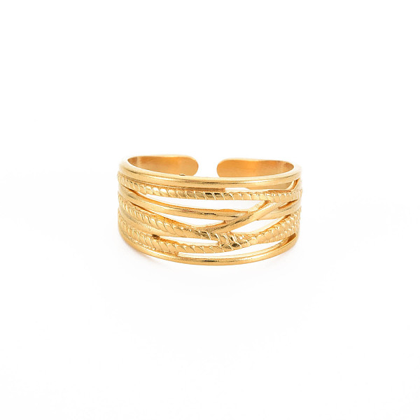 

PandaHall Ion Plating(IP) 304 Stainless Steel Criss Cross Open Cuff Ring for Women, Nickel Free, Real 18K Gold Plated, US Size 9 3/4(19.5mm)...