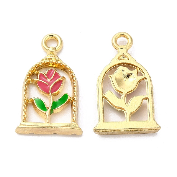 

PandaHall Alloy Enamel Pendants, Golden, Arch with Rose Charm, Cerise, 18x11x2.5mm, Hole: 1.5mm Alloy+Enamel Arch Red