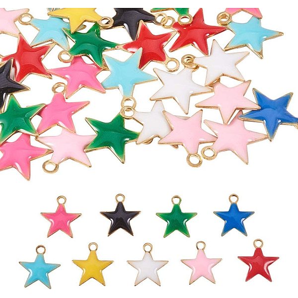 

PandaHall 45pcs Star Charms Pendant, 9 Color Tiny Star Enamel Dangle Charms Beads for Necklace Bracelet Earrings DIY Jewelry Making..., Multicolor