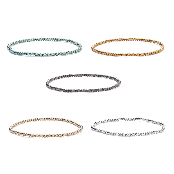 

PandaHall Glass Round Beaded Stretch Bracelet for Women, Mixed Color, Inner Diameter: 2-1/8 inch(5.5cm), Beads: 2mm Glass