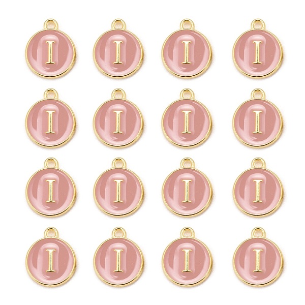 

PandaHall Golden Plated Alloy Enamel Charms, Cadmium Free & Lead Free, Enamelled Sequins, Flat Round with Letter, Pink, Letter.I, 14x12x2mm...