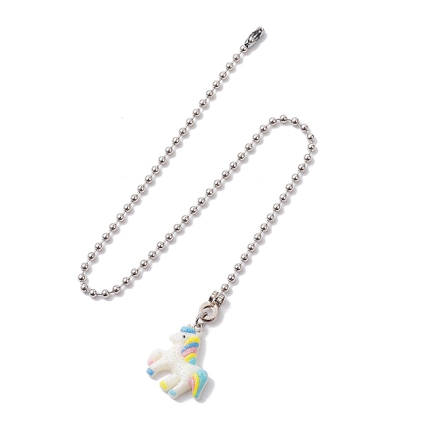

PandaHall Resin Ceiling Fan Pull Chain Extenders, with Iron Ball Chains, Unicorn, 340mm, Pendant: 25x22.5x5mm Resin Unicorn