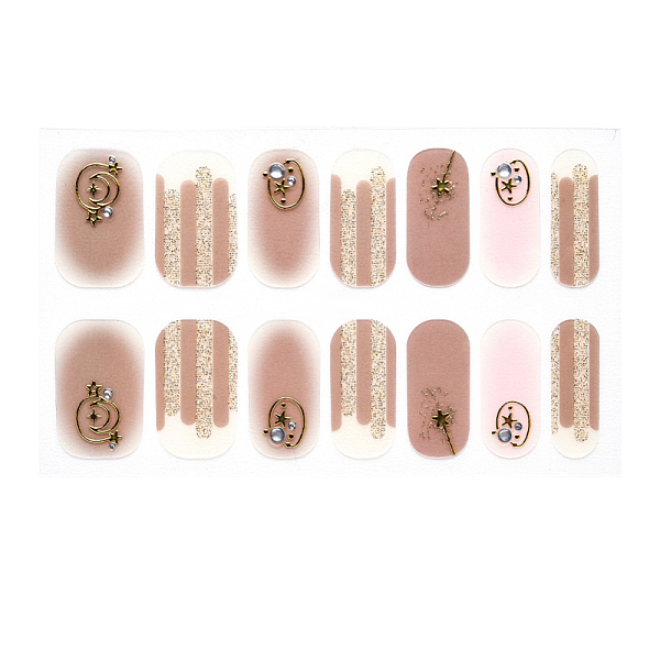 

PandaHall Full Cover Ombre Nails Wraps, Glitter Powder Color Street Nail Strips, Self-Adhesive, for Nail Tips Decorations, Tan, 24x8mm..., Orange
