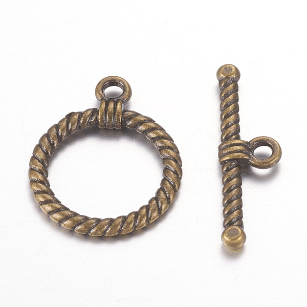 

PandaHall ibetan Style Alloy Toggle Clasps, Cadmium Free & Nickel Free & Lead Free, Antique Bronze, 22.5x18mm, Hole: 2mm Alloy Ring