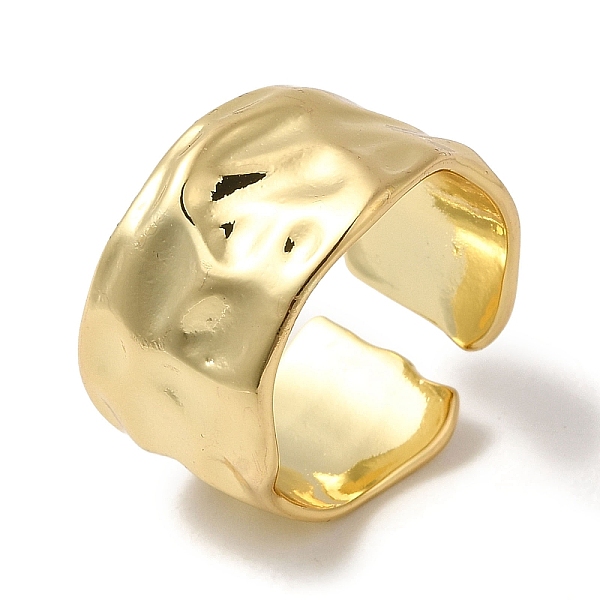 

PandaHall Brass Open Cuff Rings, Hammered Wide Band Ring for Men Women, Real 18K Gold Plated, 11~13mm, Inner Diameter: 19mm Brass