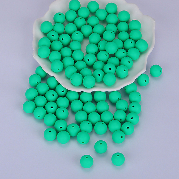 

PandaHall Round Silicone Focal Beads, Chewing Beads For Teethers, DIY Nursing Necklaces Making, Spring Green, 15mm, Hole: 2mm Silicone Round