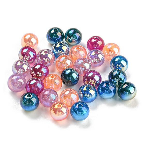 

PandaHall Iridescent Acrylic Glitter Beads, Round, Mixed Color, 8mm, Hole: 1.5mm Acrylic Round Multicolor