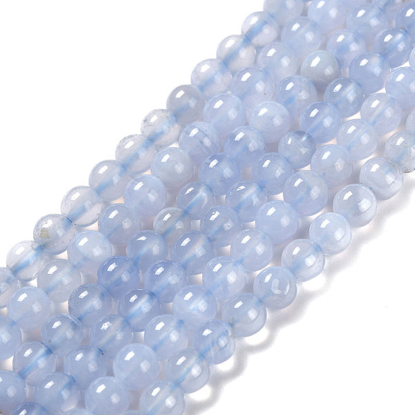 

PandaHall Grade AA Natural Blue Chalcedony Beads Strands, Round, 6mm, Hole: 1mm, about 65pcs/strand, 15.3 inch Chalcedony Round