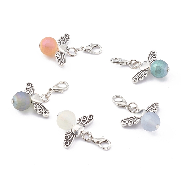 

PandaHall Electroplate Glass Pendants, with Alloy Findings and Lobster Claw Clasps, Angel, Mixed Color, 34mm Alloy+Glass Angel & Fairy..., Multicolor