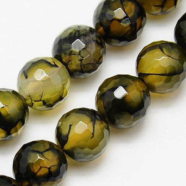 

PandaHall Natural Dragon Veins Agate Beads Strands, Dyed, Faceted, Round, Dark Khaki, 10mm, Hole: 1mm, about 37pcs/strand, 16 inch Dragon..., Yellow