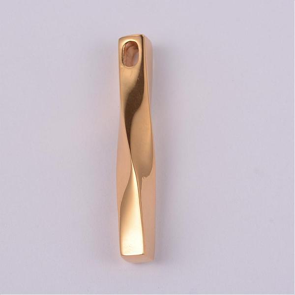 

PandaHall Twisted Strip 304 Stainless Steel Pendants, Golden, 40~41x6~7x6~7mm, Hole: 2x5mm 304 Stainless Steel Others