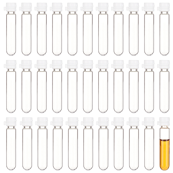 

PandaHall Clear Glass Bottles, with Plastic Caps, Bead Containers, Pipe, White, 1.5x6.7cm, Inner Diameter: 0.7cm Glass Column White