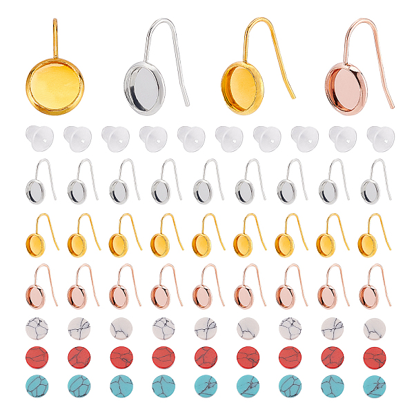 

PandaHall DICOSMETIC 30Pcs 3 Colors Cabochon Earring Hook Sets French Wire with 8mm Flat Round Settings 30Pcs Synthetic Turquoise Cabochons...