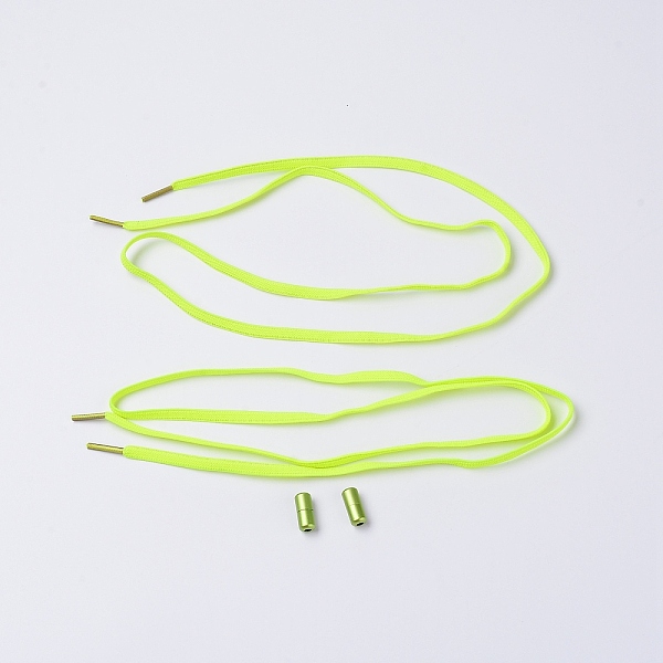 

PandaHall Spandex High Elastic Yarn Shoelaces, with Aluminum Buckles, Flat, Green Yellow, 18~1020x6~8x1.5~8mm, 4pcs/set Elastic Fibre Flat