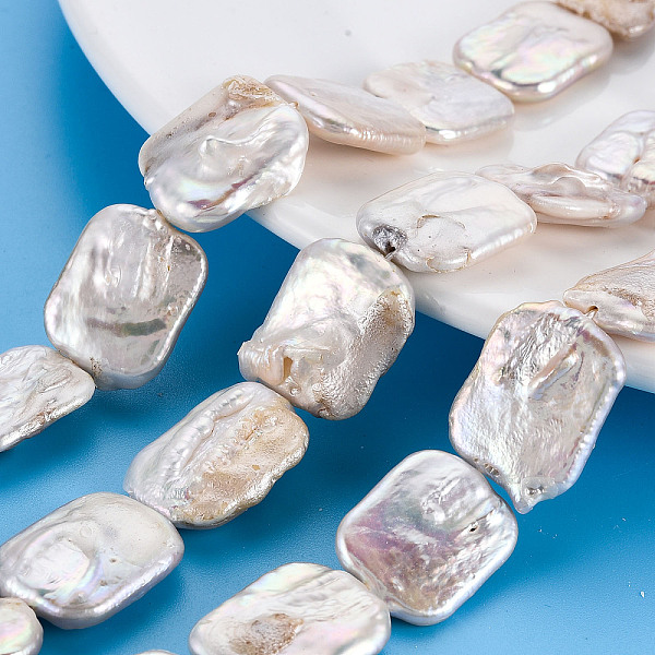

PandaHall Natural Keshi Pearl Beads Strands, Cultured Freshwater Pearl, Rectangle, Seashell Color, 18~22x14~16x3~7mm, Hole: 0.6mm, about...