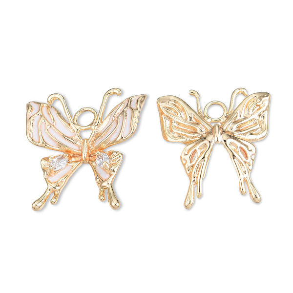

PandaHall Brass Pave Clear Cubic Zirconia Pendants, with Enamel, Cadmium Free & Nickel Free & Lead Free, Butterfly, Real 18K Gold Plated...