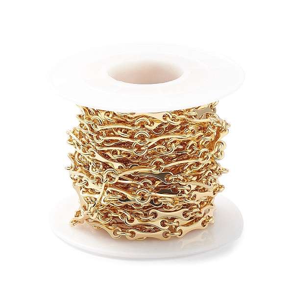

PandaHall Rack Plating Brass Bar Link Chains, Lead Free & Cadmium Free, Unwelded, with Spool, Real 18K Gold Plated, 13x3.5x1mm, 4x1mm Brass