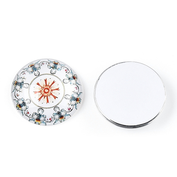

PandaHall Glass Cabochons, Half Round with Kaleidoscope Pattern, Colorful, 25x7.5mm Glass Half Round Multicolor