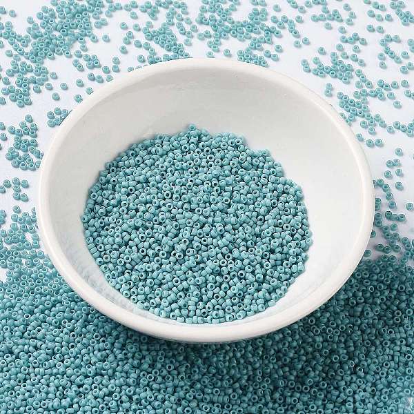 

PandaHall MIYUKI Round Rocailles Beads, Japanese Seed Beads, 15/0, (RR2029) Matte Opaque Turquoise Blue Luster, 1.5mm, Hole: 0.7mm, about..., Cyan