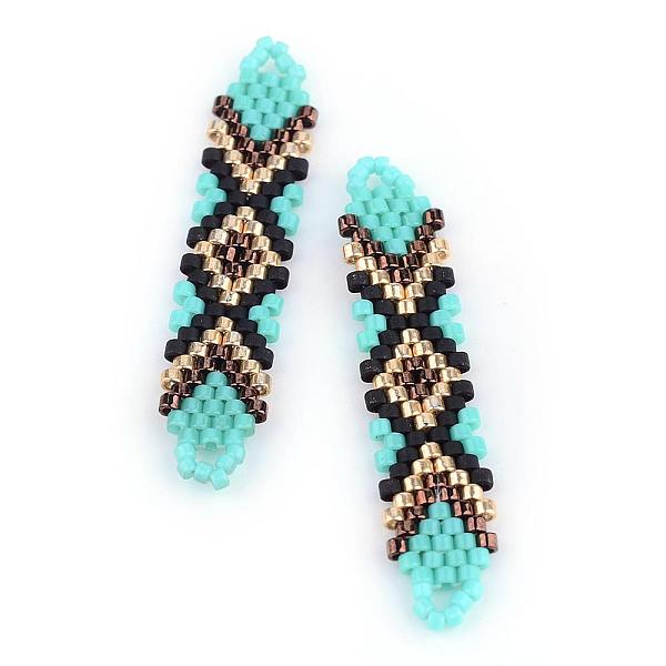 

PandaHall MIYUKI & TOHO Japanese Seed Beads, Handmade Links, Loom Pattern, Black, 41~41.5x9x2mm, Hole: 1mm Glass Others Black