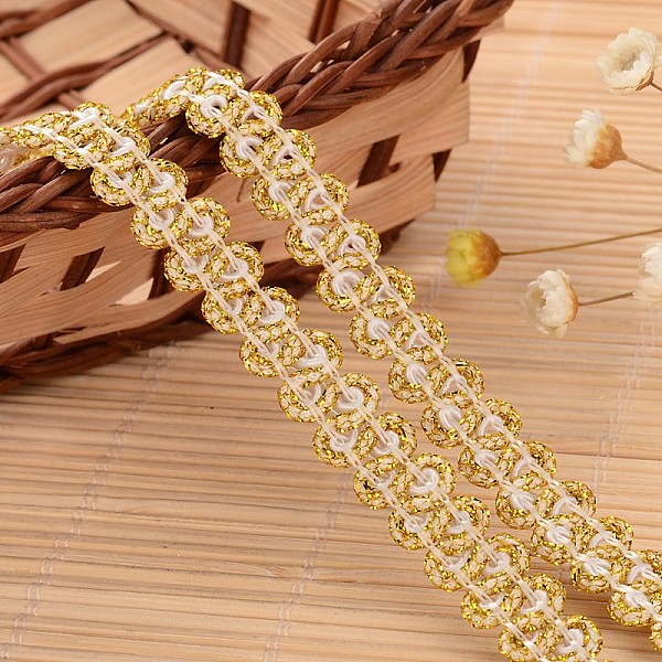 

PandaHall Lace Trim Nylon Ribbon for Jewelry Making, Gold, 3/8 inch(11mm), about 50yards/roll(45.72m/roll) Nylon Gold