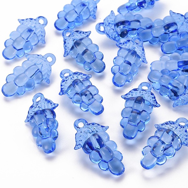 

PandaHall Autumn Theme Transparent Acrylic Beads, Grape, Blue, 46x27x16.5mm, Hole: 3.5mm, about 101pcs/500g Acrylic Fruit Blue