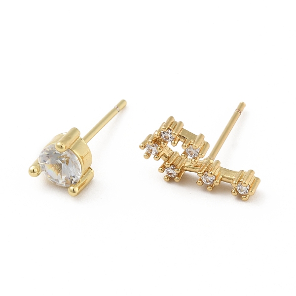 

PandaHall Cubic Zirconia Constellation Asymmetrical Earrings, Real 18K Gold Plated Brass Stud Earrings, Cadmium Free & Lead Free, Leo...