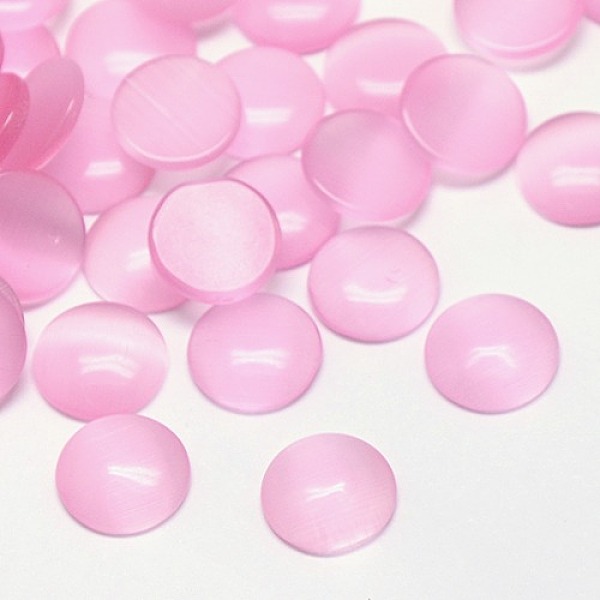 

PandaHall Cat Eye Cabochons, Half Round, Pearl Pink, 8x3mm Glass Half Round Pink