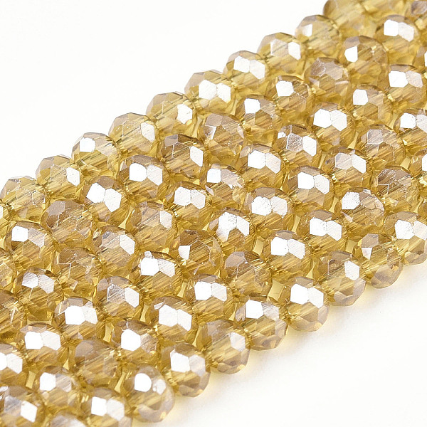 

PandaHall Electroplate Glass Beads Strands, Pearl Luster Plated, Faceted, Rondelle, Dark Goldenrod, 3x2mm, Hole: 0.8mm, about...