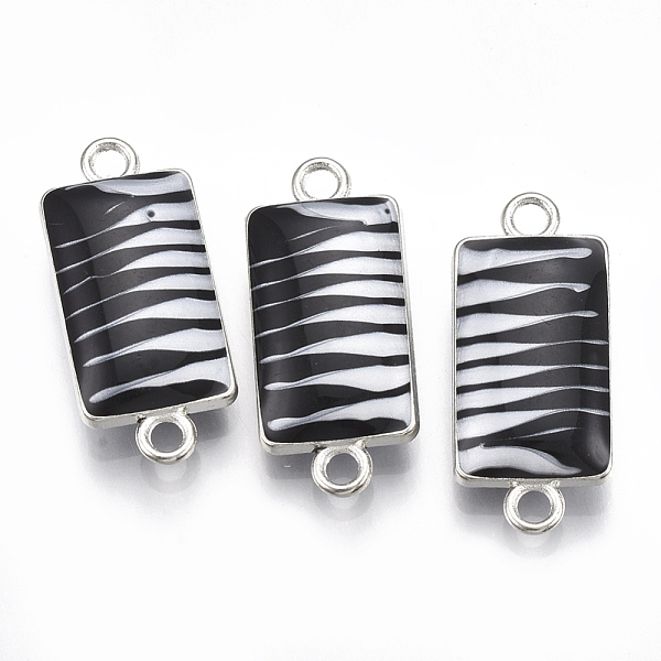 

PandaHall Alloy Double-sided Enamel Links connectors, Rectangle, Platinum, Black, 24.5x11x5.5mm, Hole: 2mm Alloy+Enamel Rectangle Black