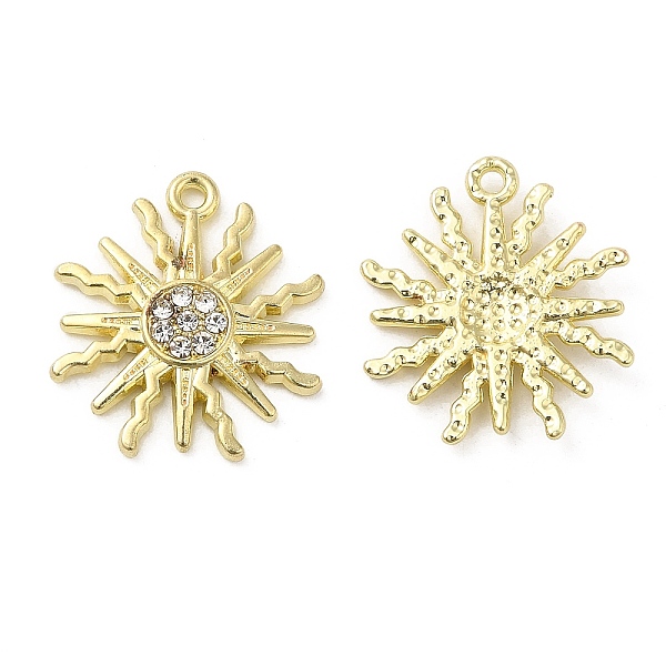 

PandaHall Alloy Pendant, with Crystal Rhinestone, Cadmium Free & Nickel Free & Lead Free, Sun Charms, Golden, 19x17x2.5mm, Hole: 1.4mm..., Clear