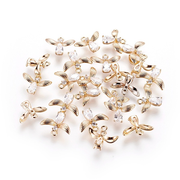 

PandaHall Brass Charms, with Cubic Zirconia, Fly, Nickel Free, Real 18K Gold Plated, 9.5x12x3mm, Hole: 1mm Brass+Cubic Zirconia Other Animal