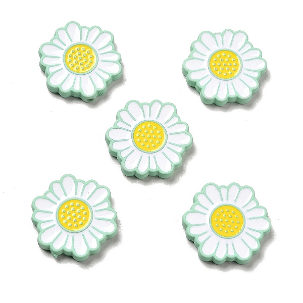 

PandaHall Opaque Acrylic Beads, with Enamel, Sunflower, Aquamarine, 24.5x23x4mm, Hole: 1.5mm Acrylic Flower Green