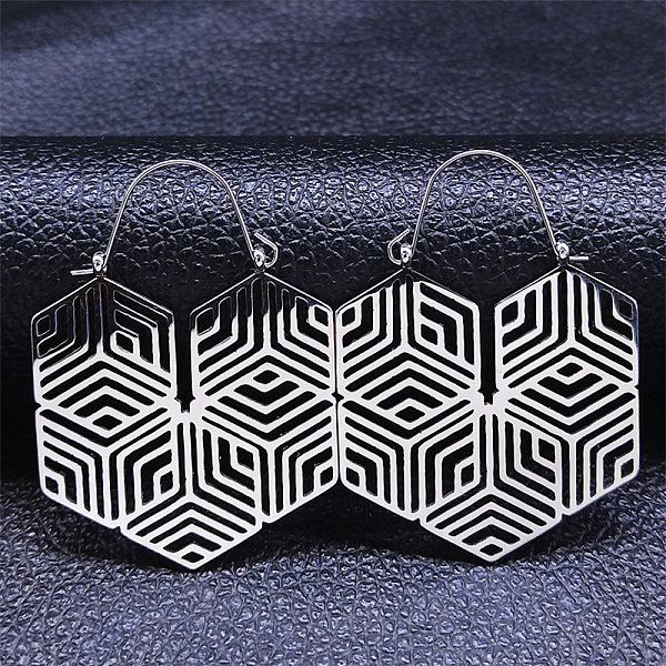 

PandaHall 304 Stainless Steel Pendants Earrings, Heart, Stainless Steel Color, 47x35mm 304 Stainless Steel Hexagon