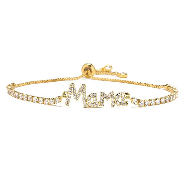 Bracelets coulissants en laiton micro pavé et zircone cubique transparente pour la fête des mères