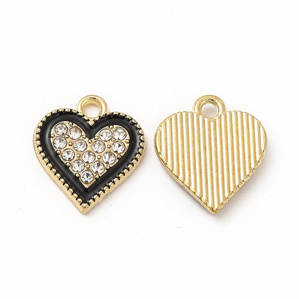 

PandaHall Alloy Enamel Pendants, with Crystal Rhinstone, Heart Charm, Golden, 15x13.5x2.5mm, Hole: 2mm Alloy Rhinestone+Enamel Heart Black